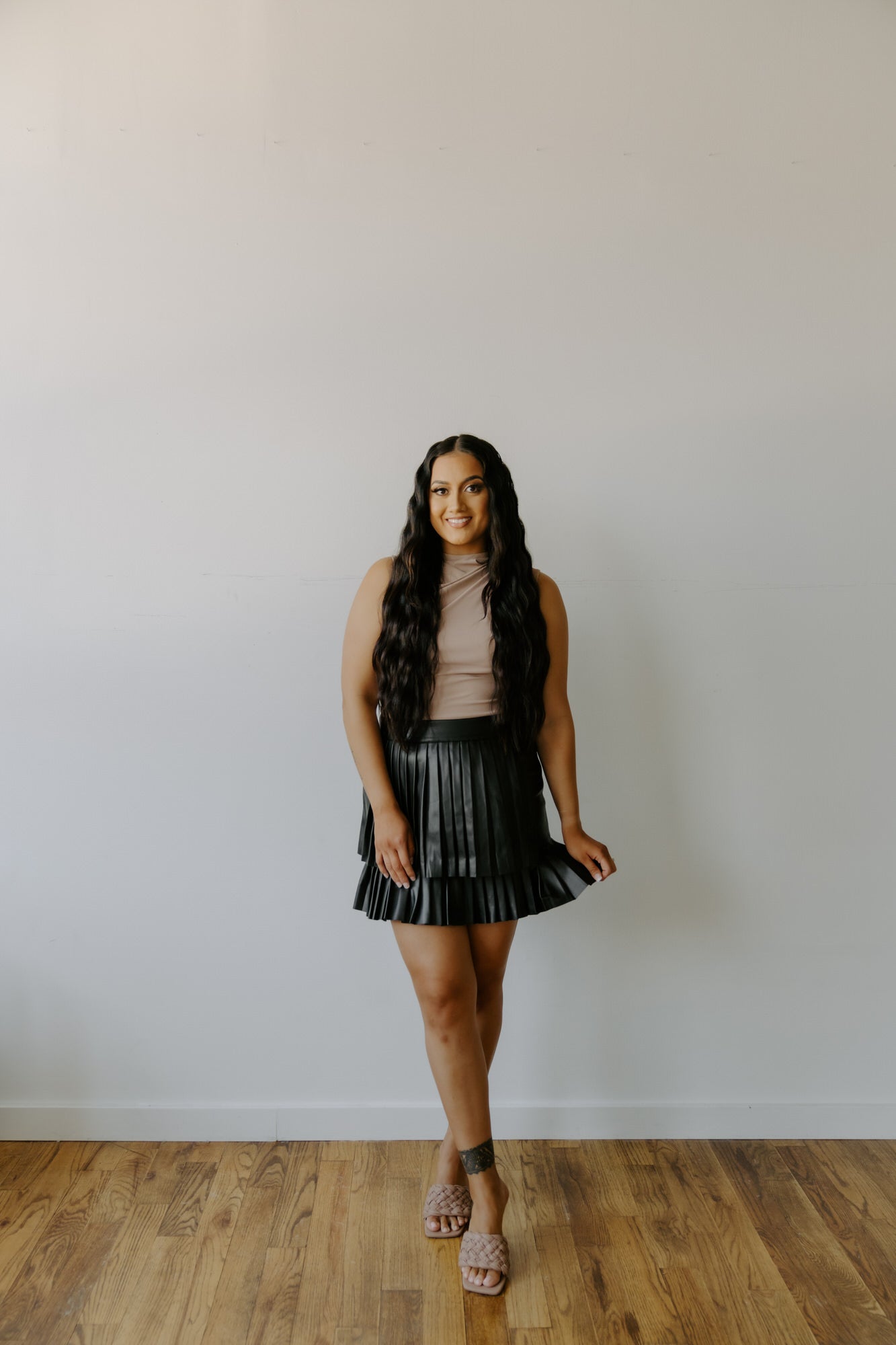 Make A Statement Leather Pleated Skirt