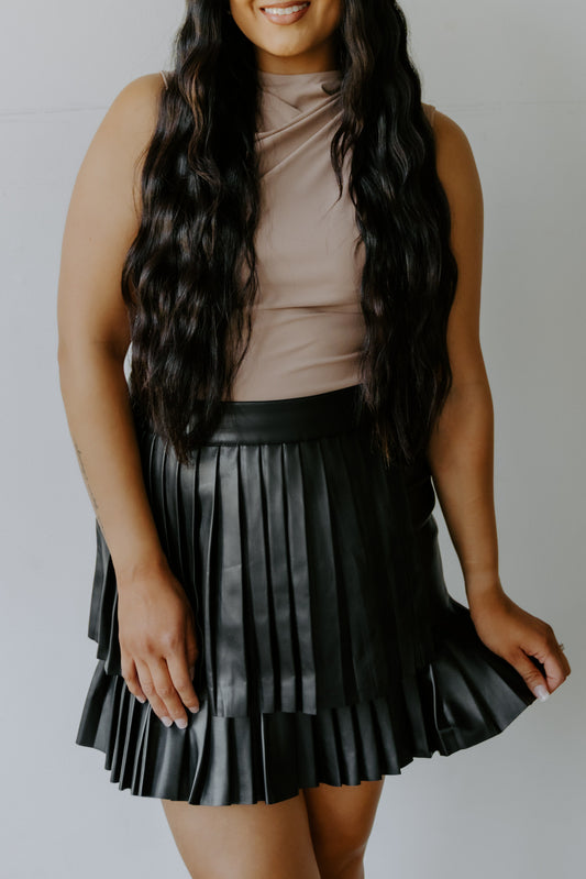 Make A Statement Leather Pleated Skirt