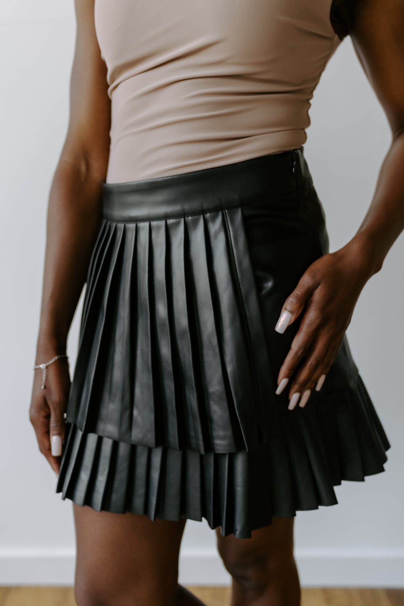 Make A Statement Leather Pleated Skirt