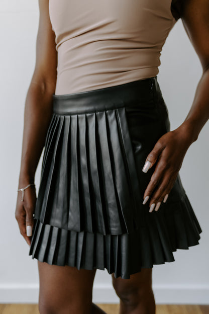 Make A Statement Leather Pleated Skirt
